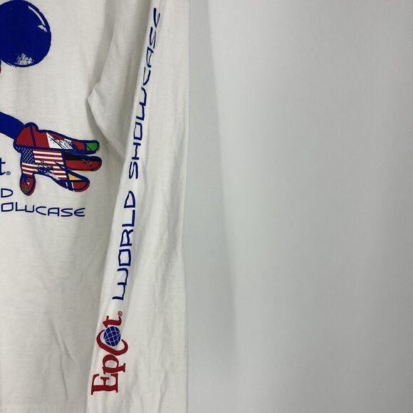 Disney Parks Hanes T Shirt Size Medium Womens White Epcot World Showcase Soccer - Picture 3 of 6
